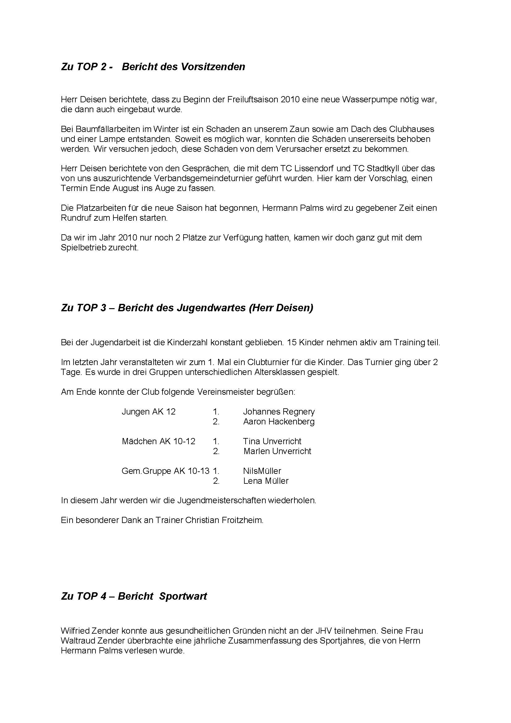 Tc Junkerath Protokoll Mitgliederversammlung