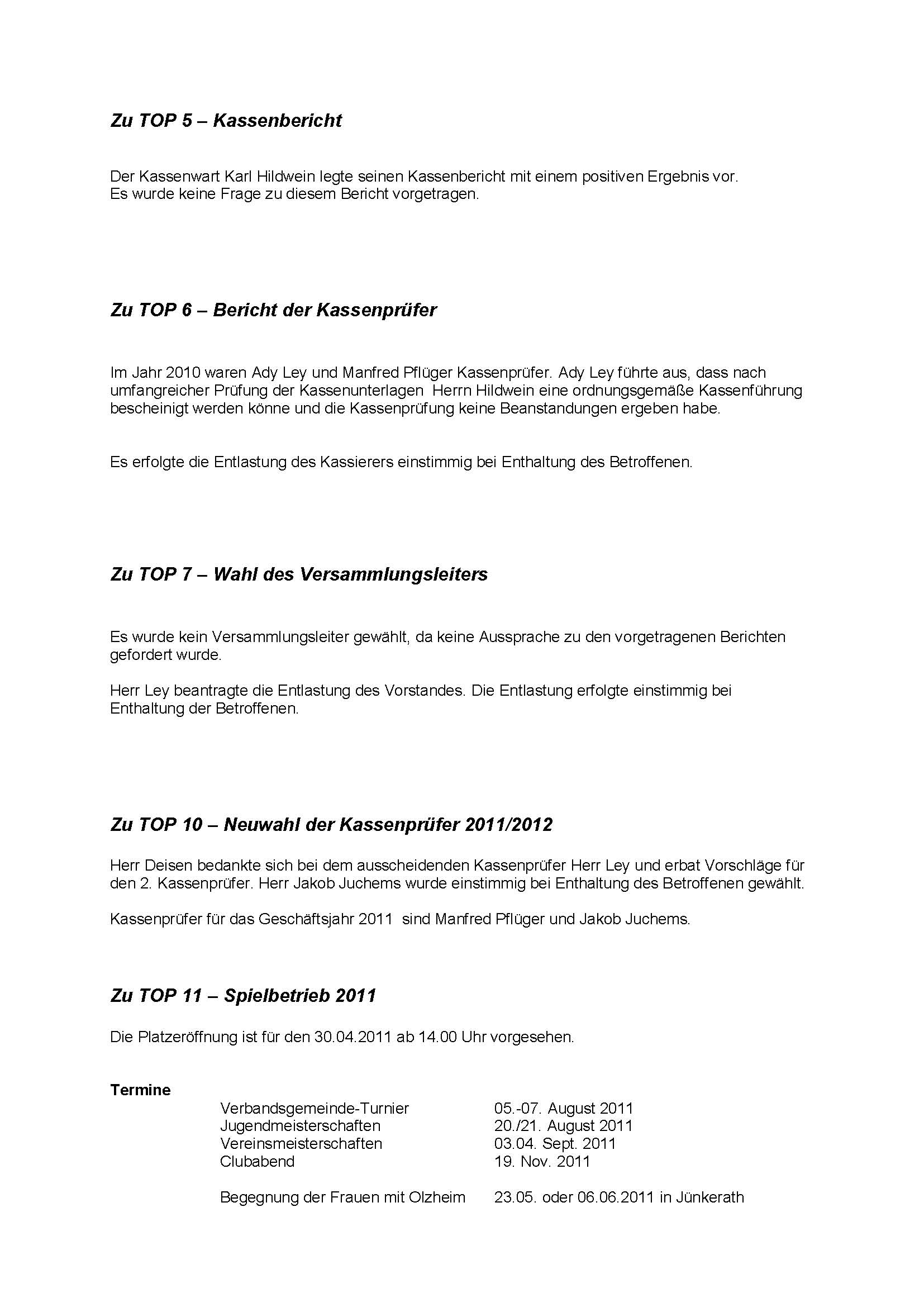 Protokoll Mitgliederversammlung 2011
