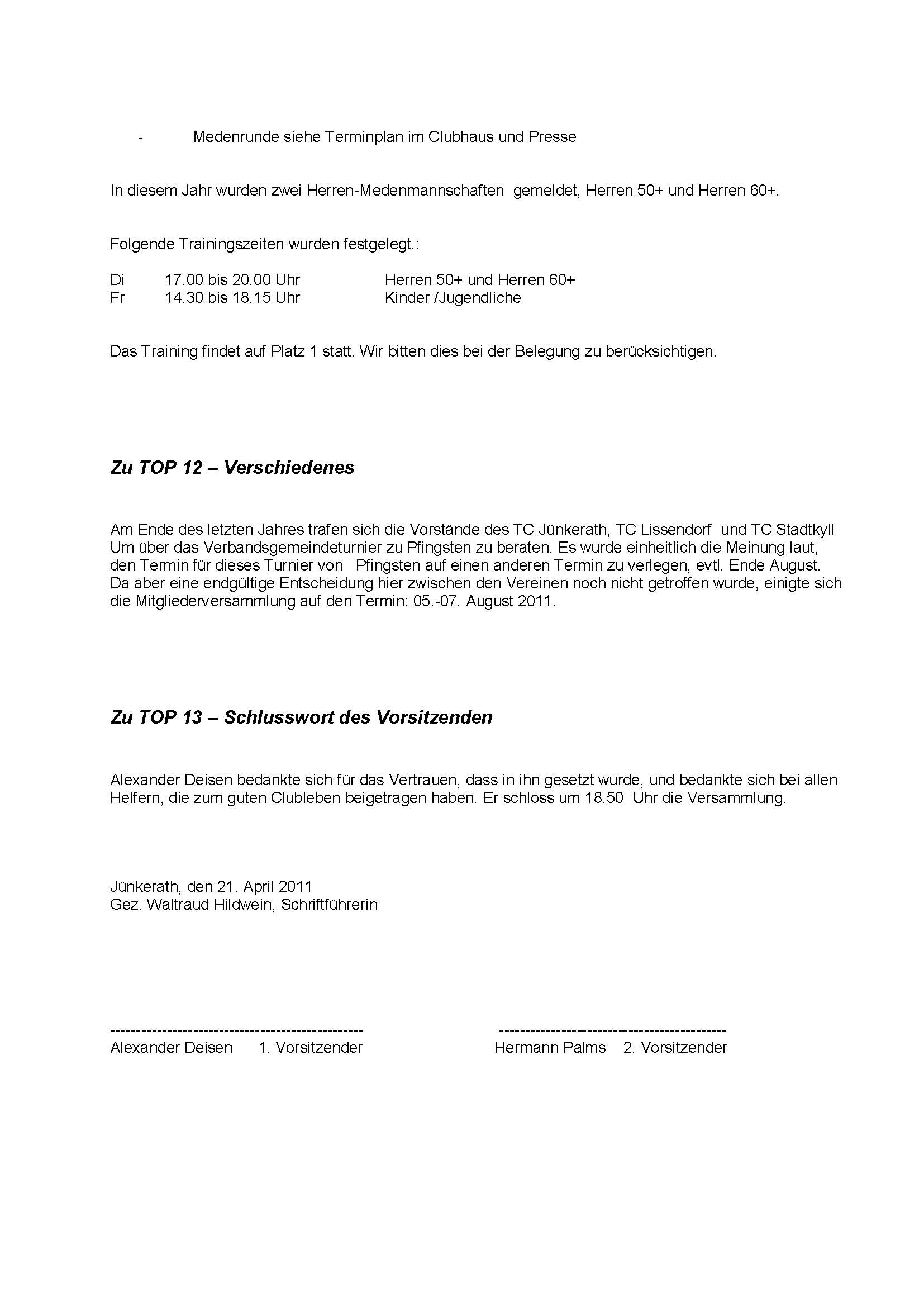 Protokoll Mitgliederversammlung 2011